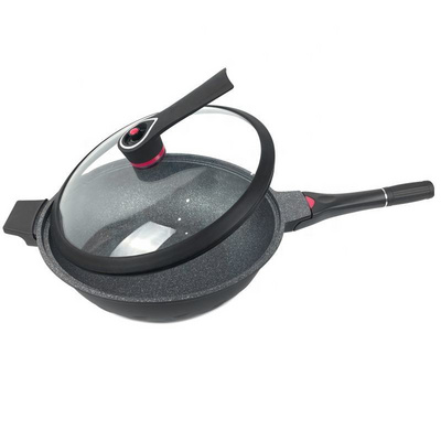 wholesale high quality Non stick Medical stone Wok Round Wok Carbon Steel Frying Pan