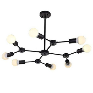 Modern Chandelier Matte Black Sputnik Light Fixture Vintage 8 Light Pendant Lighting for Living Dining Room Kitchen