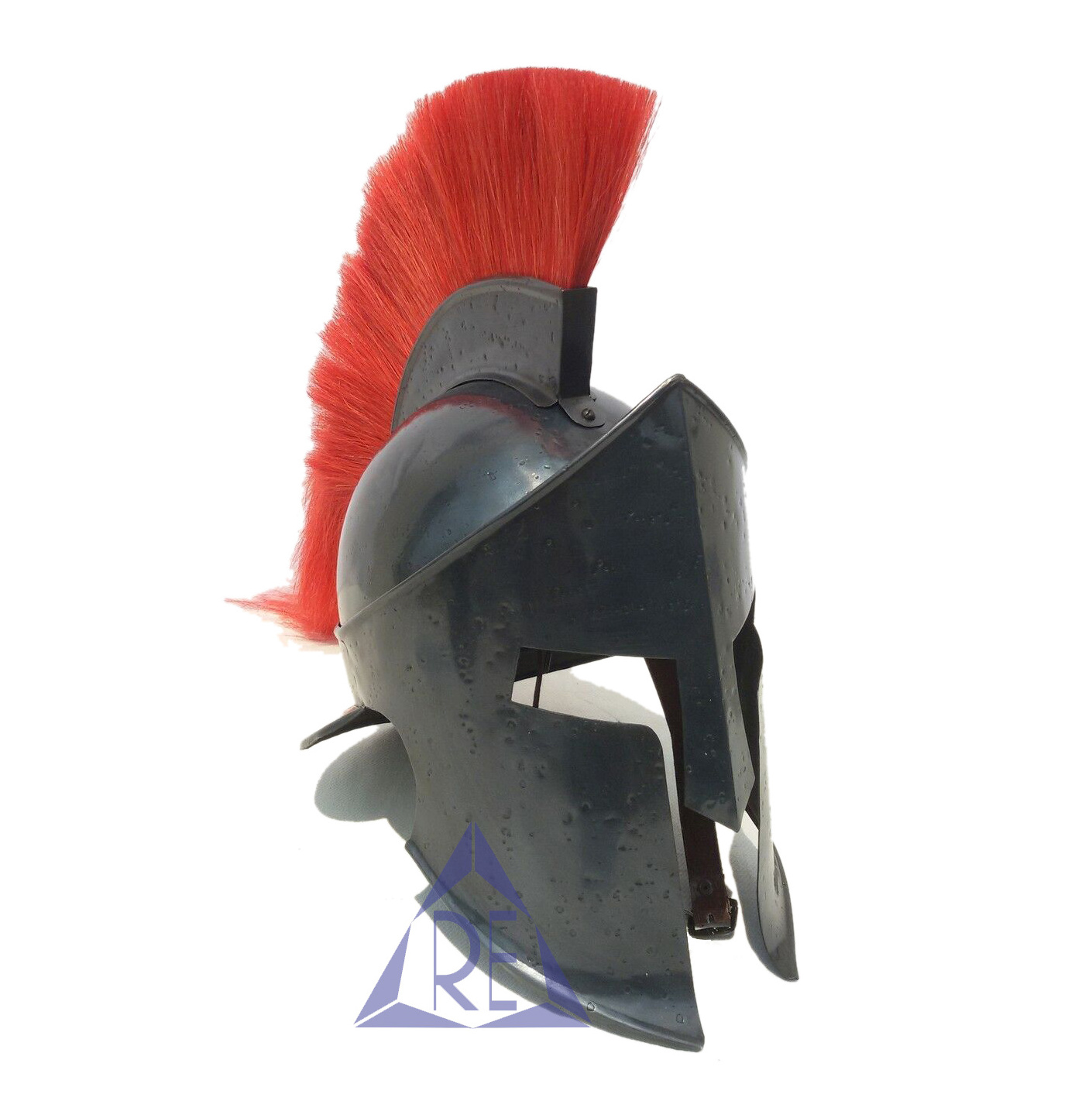 New Roman Black King Spartan Helmet With Red Plume Medieval Knight Crusader Armor With Free Wooden Stand Best gift for him