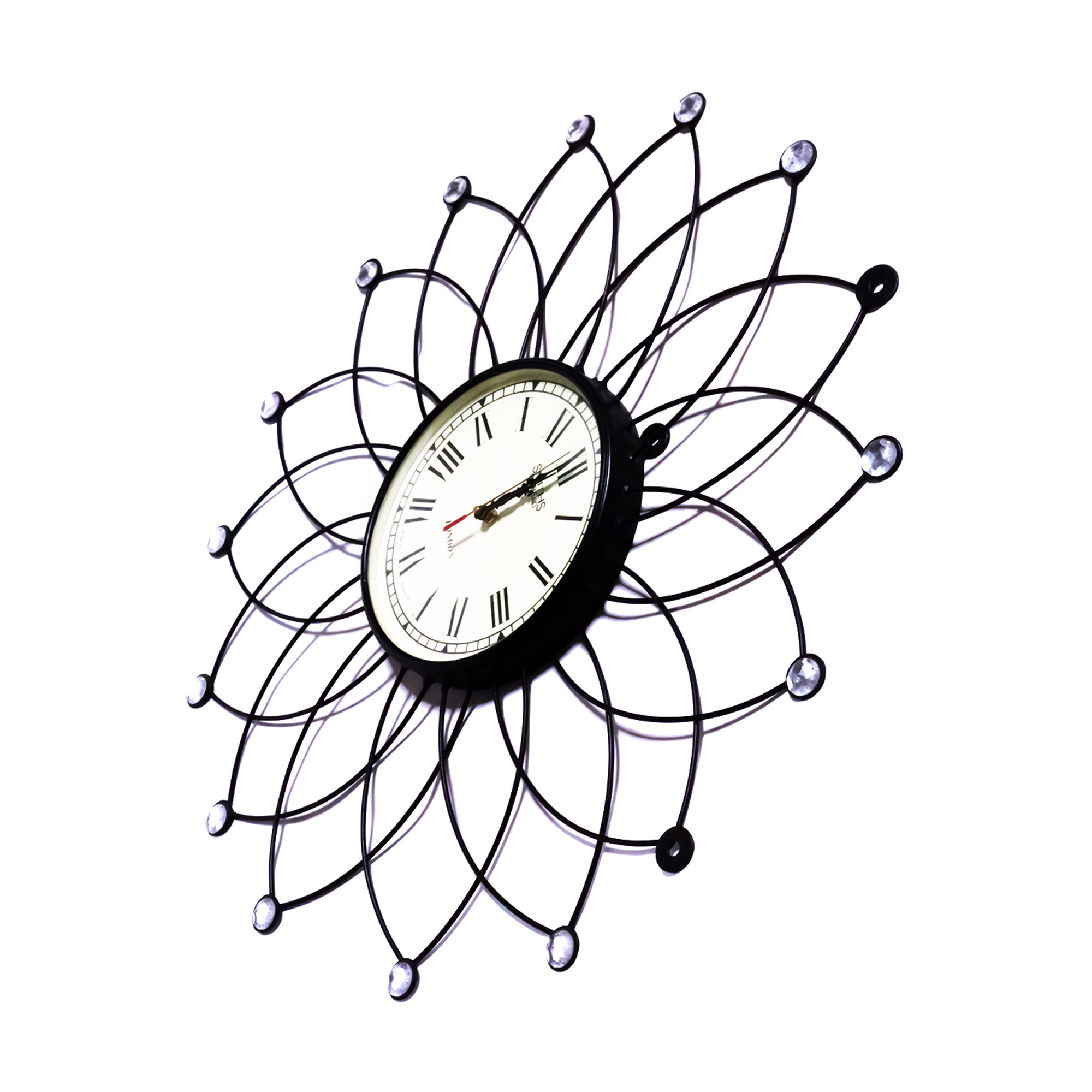 Modern London Flower Wall Clock Metal Wall Clock with Roman Numbers Unique Wall Art Farmhouse Clock Home Decor