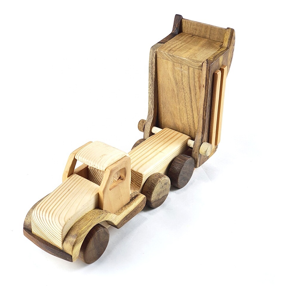 Home Decor Wood Truck Handmade Wooden Toy Dump Truck For Children Nursery Decor Birthday gift