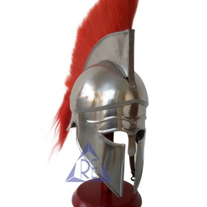 Medieval Armor Greek Corinthian Helmet Red Plume Role Play Costume Vintage Spartan Helmet For Desktop Decor