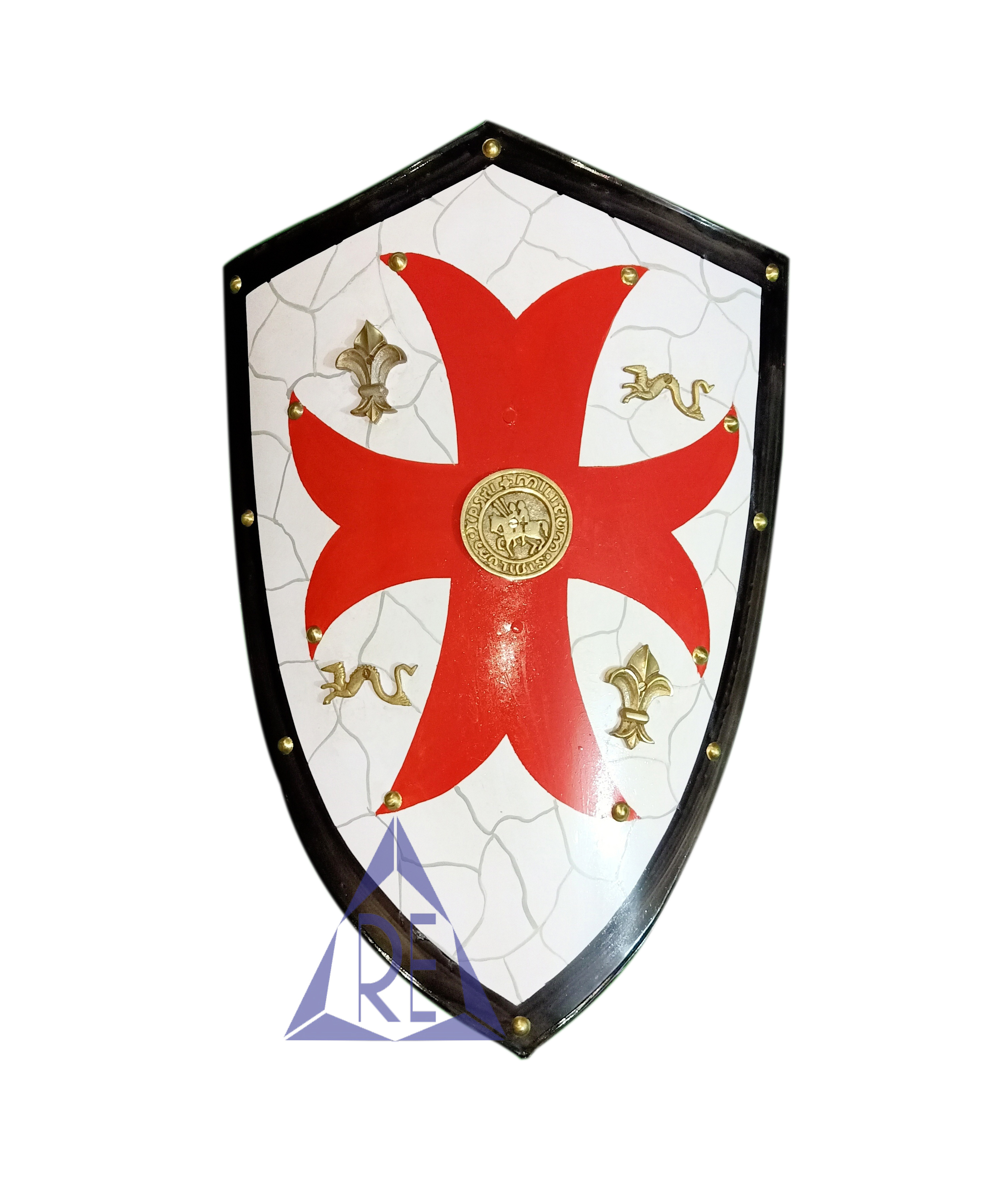 Knight Templar Red Cross W Grid Warrior Shield Battle Armor Shield Red Cosplay Role Play Halloween Costume Gifts