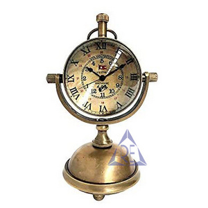 Vintage Table Clock Office Decor Navy Antique Brass Style Fully Handcraft Design Double Side desk trophy clock