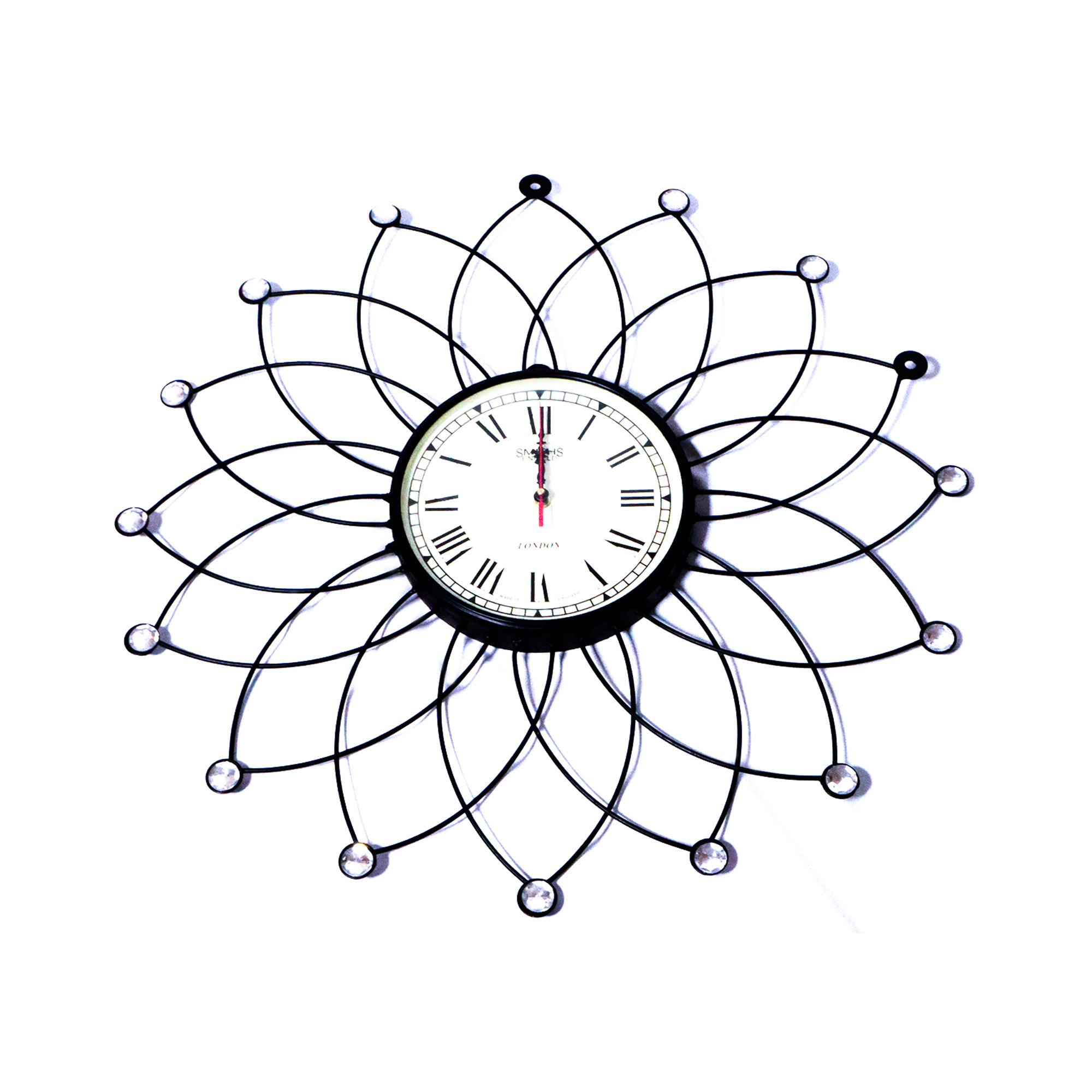 Modern London Flower Wall Clock Metal Wall Clock with Roman Numbers Unique Wall Art Farmhouse Clock Home Decor