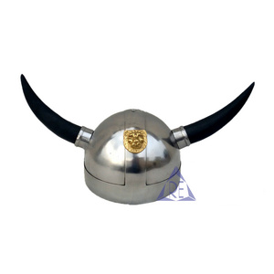 Medieval Armour Viking Barbarian Warrior Helmet Wooden Horn Reenactment Costume Medieval Viking Fantasy Helmet With Horns