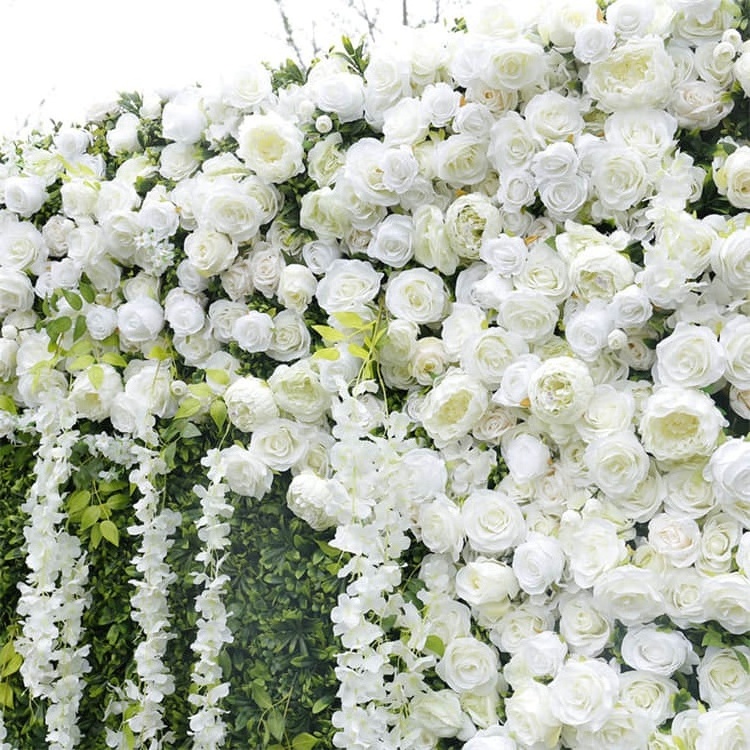 8*8 ft RG-097 Greenery 3D Flower Backdrop Artificial Silk Flowers Wall Wedding Wall for Decoration