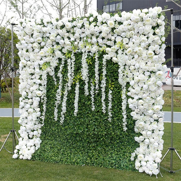 8*8 ft RG-097 Greenery 3D Flower Backdrop Artificial Silk Flowers Wall Wedding Wall for Decoration