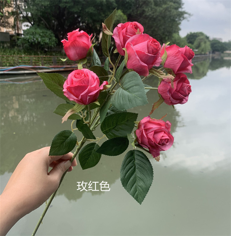 High Quality RG-568 Artificial Spray Rose Single Stem Rose Bud Artificial Flowers Bouquet for Floral Arrangement