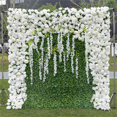 8*8 ft RG-097 Greenery 3D Flower Backdrop Artificial Silk Flowers Wall Wedding Wall for Decoration