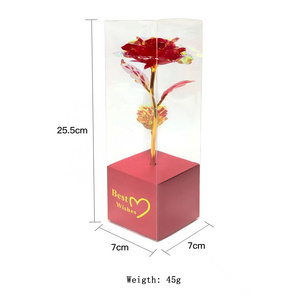 New Arrival Eternal Artificial Flower Rose LED Light 24k Foil Gold Galaxy Rose with PVC Box for Valentine Mother's Day Gift