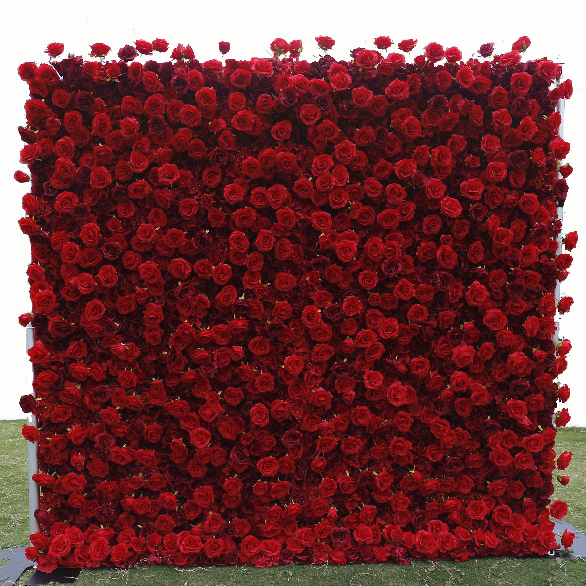 Wedding Supplier Silk 3D Artificial Flower Wall For Wedding Backdrop Decoration Cloth Back Roll Up Red Rose Flower Wall