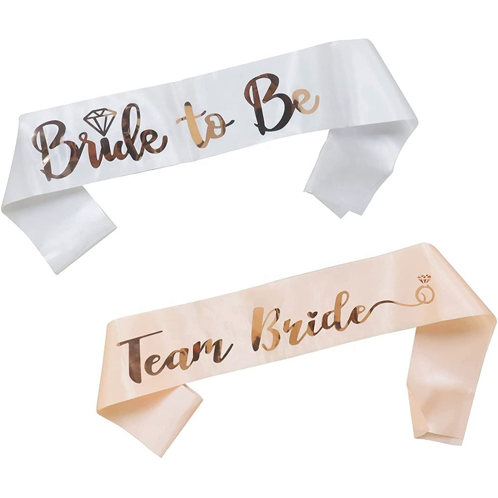 Bachelorette Party Beauty Bridal Gold Letter Satin Ribbon Bride to Be Sash for Girl Hen Party Bridal Shower Supplies Decoration