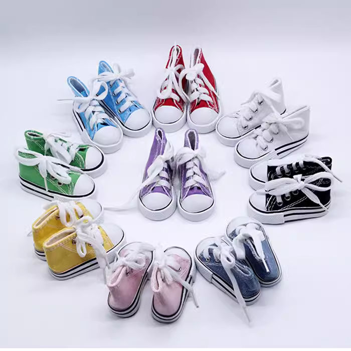 White and Mixed Color Canvas Sneaker Shoes for 18 Inch Doll 1/4 Doll American Doll