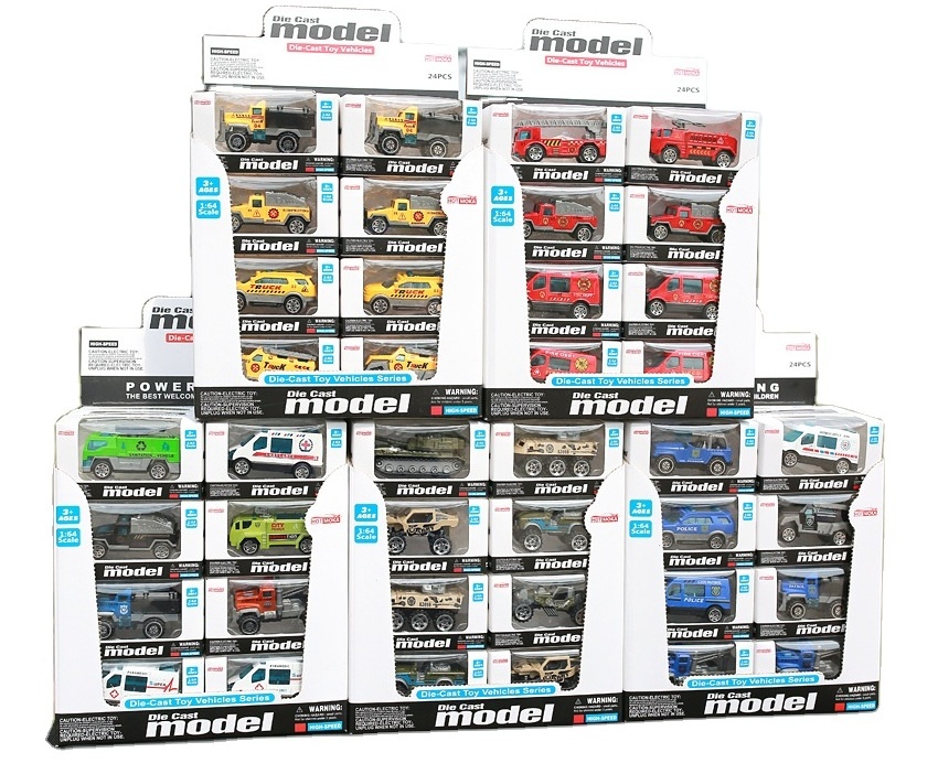 High-end Alloy Kids Gift Box Container 1/64 Scale Diecast Car Storage Box With 24 PCS Truck Model Set