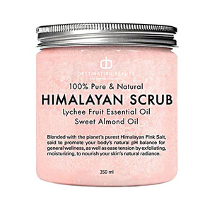 China Factory Best Selling OEM Pure Organic Pink Natural Exfoliating Exfoliator Himalayan Salt Face Body Scrub With Collagen