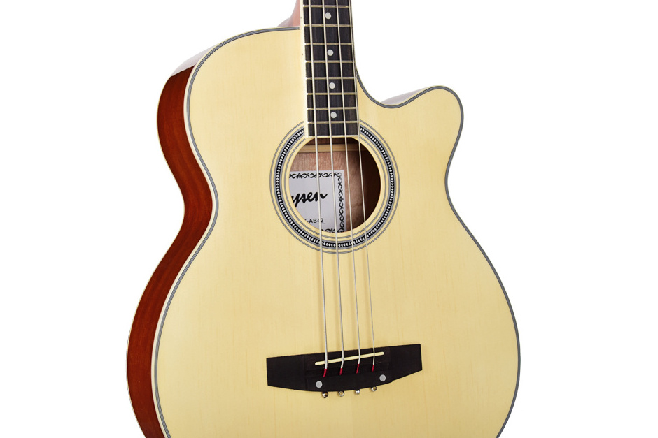 Hot-selling spruce top acoustic plywood body 4 strings bass guitar with EQ set