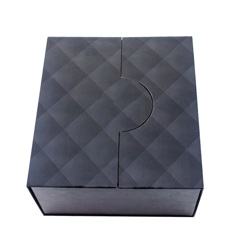 Manufacturers customize Black UV Inca magnet flip cover red wine folio double open wine gift box