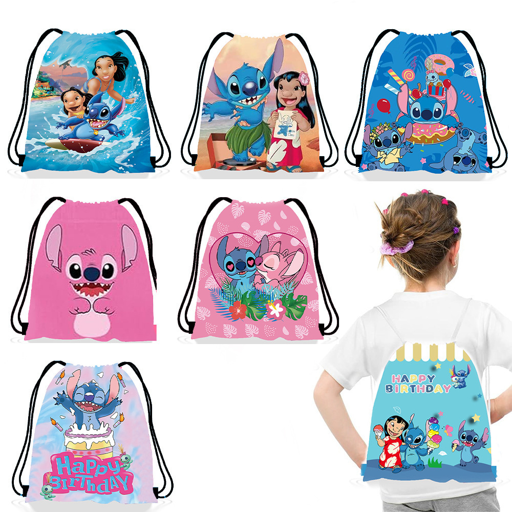 Stitch Boy Bundle pocket Stitch Boy Children's birthday party drawstring backpack bag for portable collection