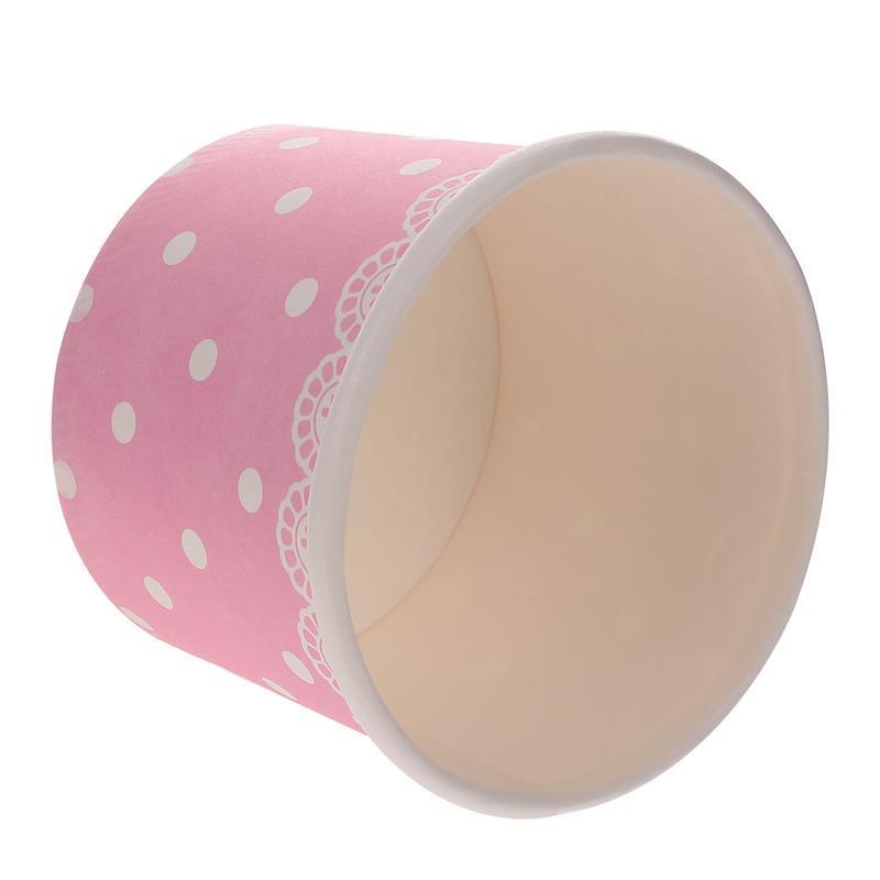 Home Supplies Lace Dot Pattern Disposable Ice Cream Bowl Yogurt Popsicle Paper Cup Without Lid