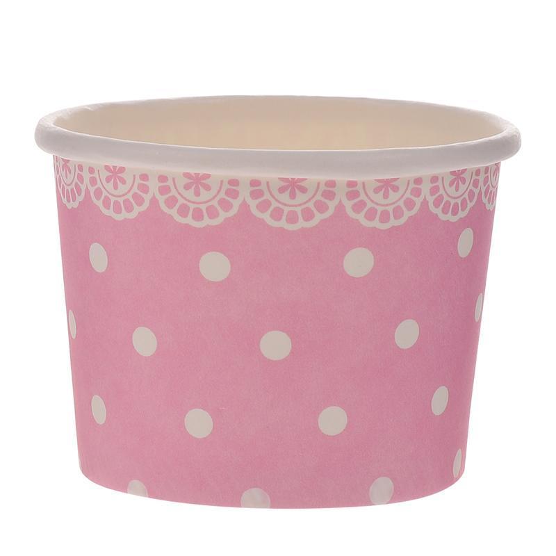 Home Supplies Lace Dot Pattern Disposable Ice Cream Bowl Yogurt Popsicle Paper Cup Without Lid