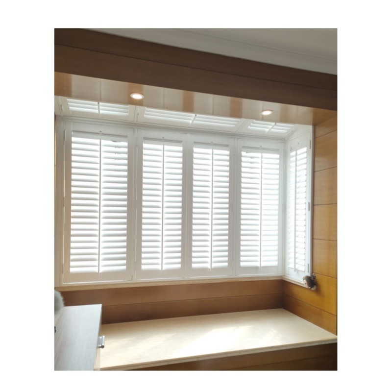 Discount PVC Waterproof Patio Louver Snow White Interior Hidden Tilt  decorative australian shutters for window blinds