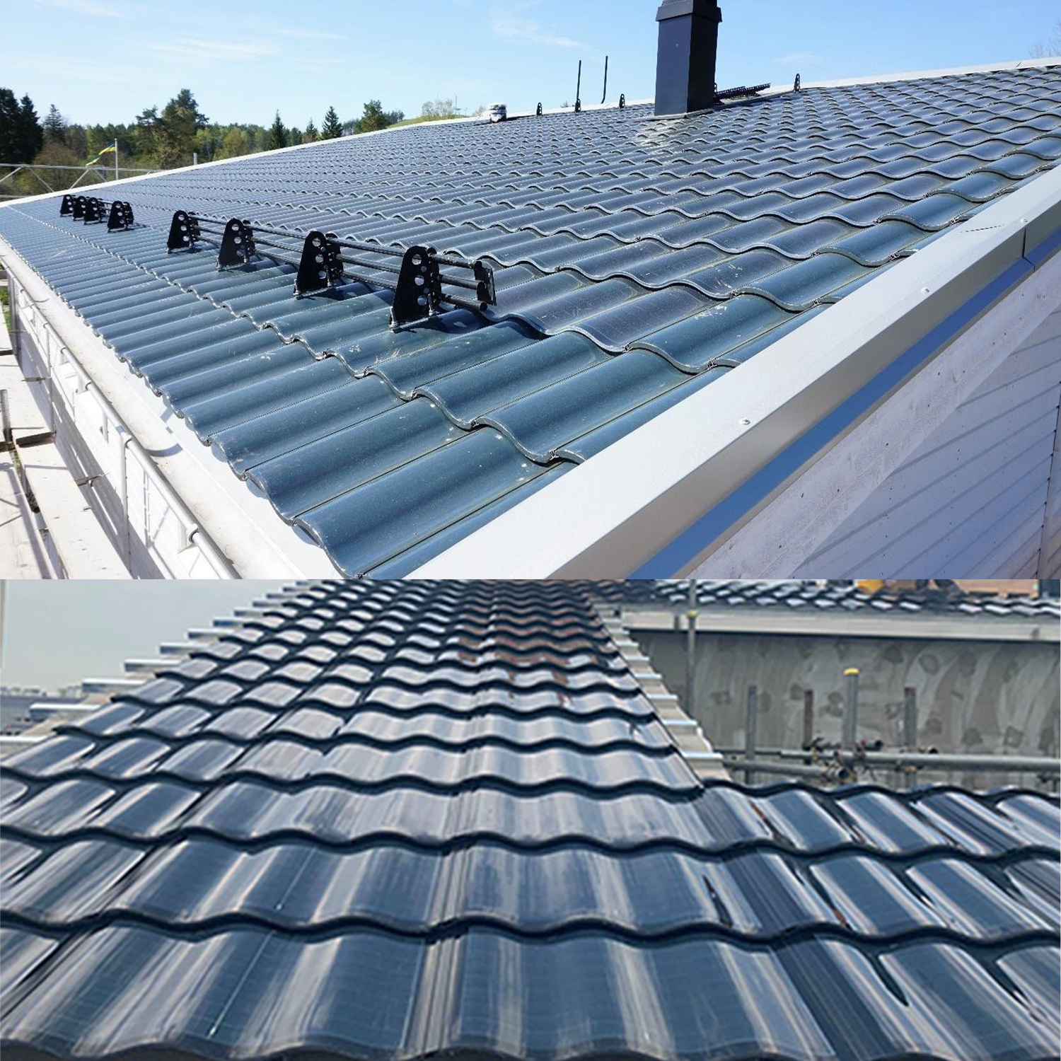 30w BIPV Roofing System Innovative Design Of Photovoltaic Technology Building Material Solar Shingle Roof Tiles