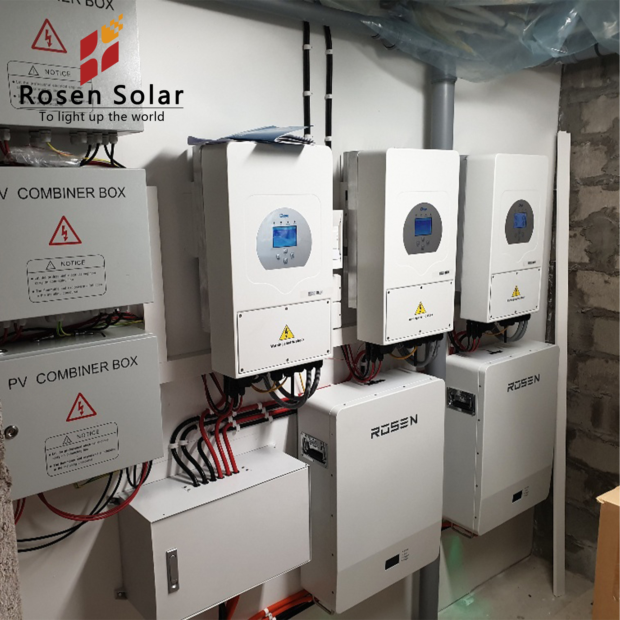 Rosen Hybrid Solar PV Kits 10kw On Grid Inverter System with Storage Battery