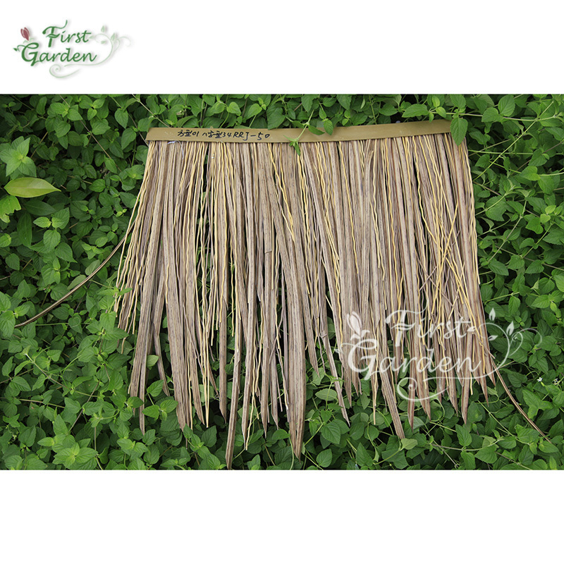 Fireproof cheap synthetic artificial thatch for roof tiles  material palm beach resort decoration gazebo