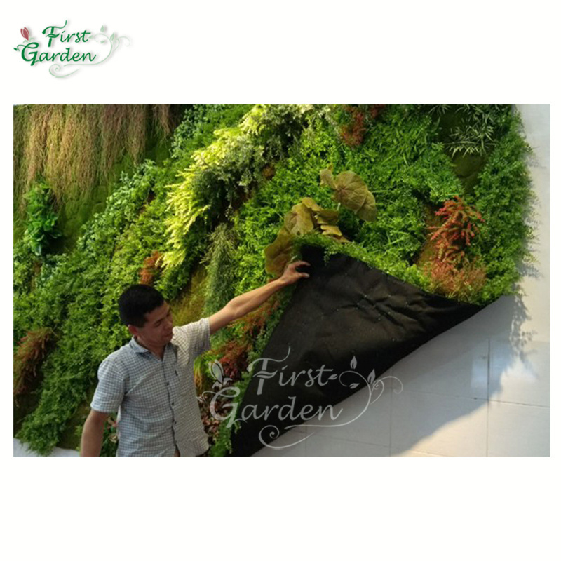 Artificial ferns moss green grass leaves foliage wall mat faux plant wedding decoration for  vertical grass wall roll up