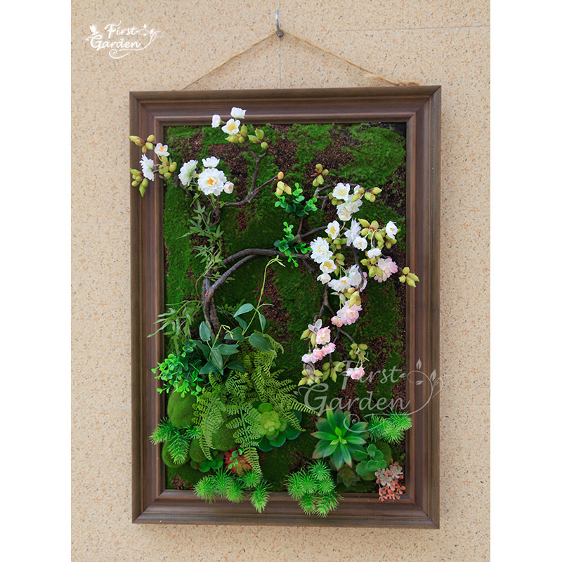 Hot sale  green plant 3d Photo frame hanging flowers for home wall  decoration new style