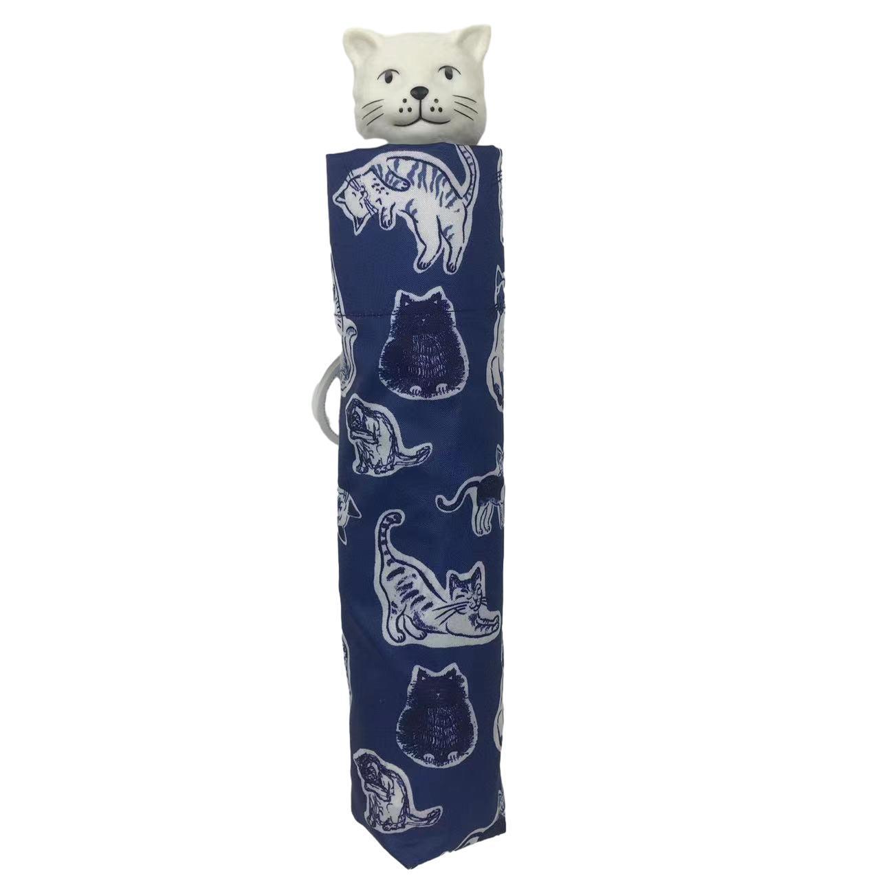 Mini Aluminium Sunshade Umbrella with Cat and Dog Handle Lightweight Waterproof Printed Design