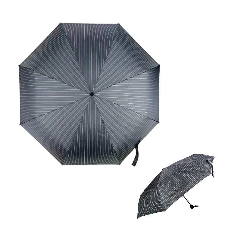 Gray Black and Blue Reverse 3Folding Umbrella with 23 Inch Waterproof and Anti-Storm Weather