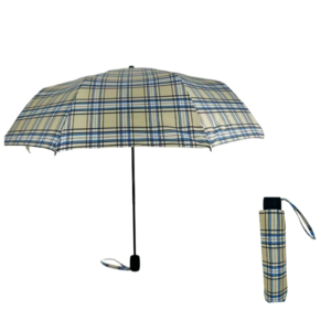 Fold dark Check Pattern Especial Handle Semi-automatic Foldable Umbrella