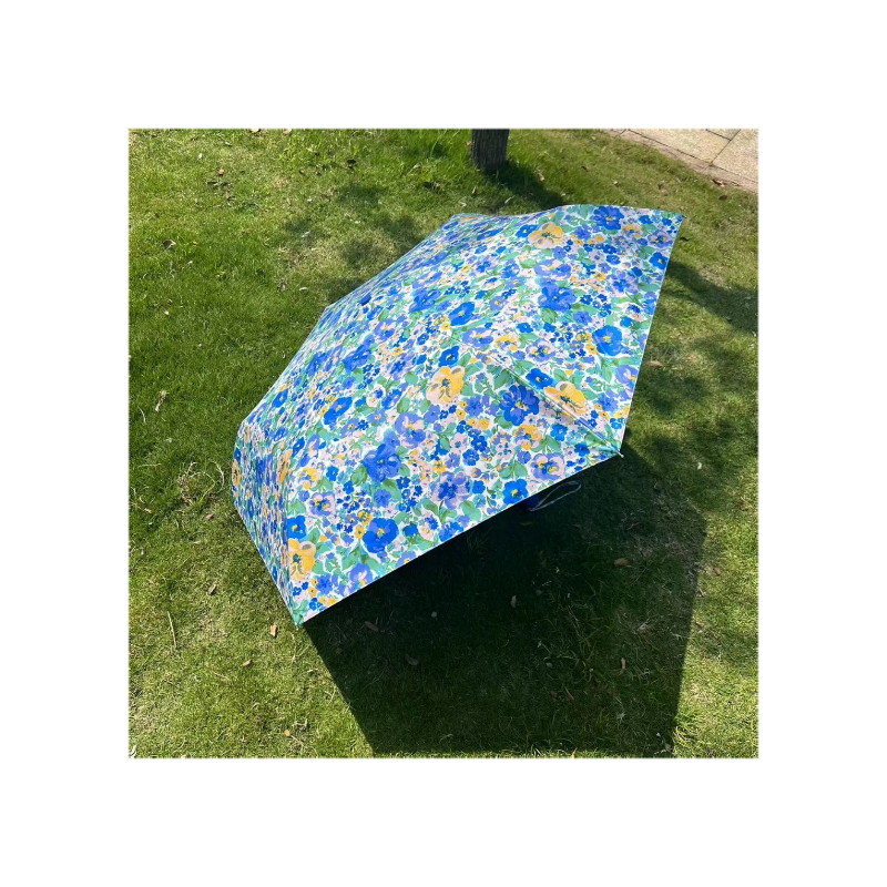 8K3 Folding Black Glue Anti UV Processing Minimalist Design Fragmented Flower Pattern Women's Folding Umbrella