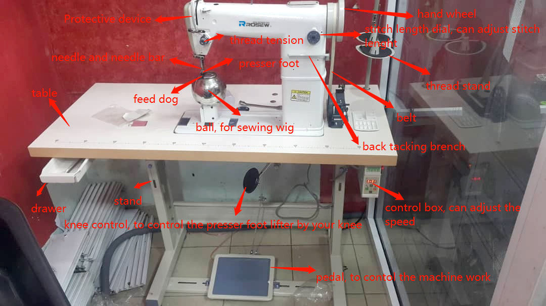 Rosew GC810w Single Needle Post Bed Heavy Duty Special Wig Making Sewing Machine  with energy saving motor for hairs