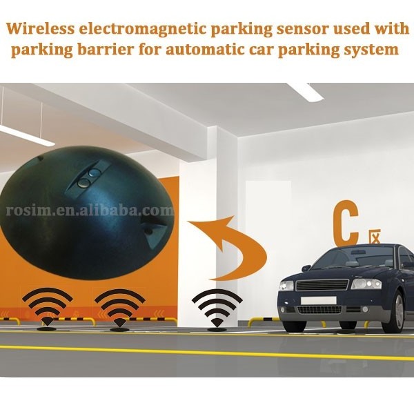 Wireless electromagnetic parking space sensor used with automatic parking barrier for car parking system