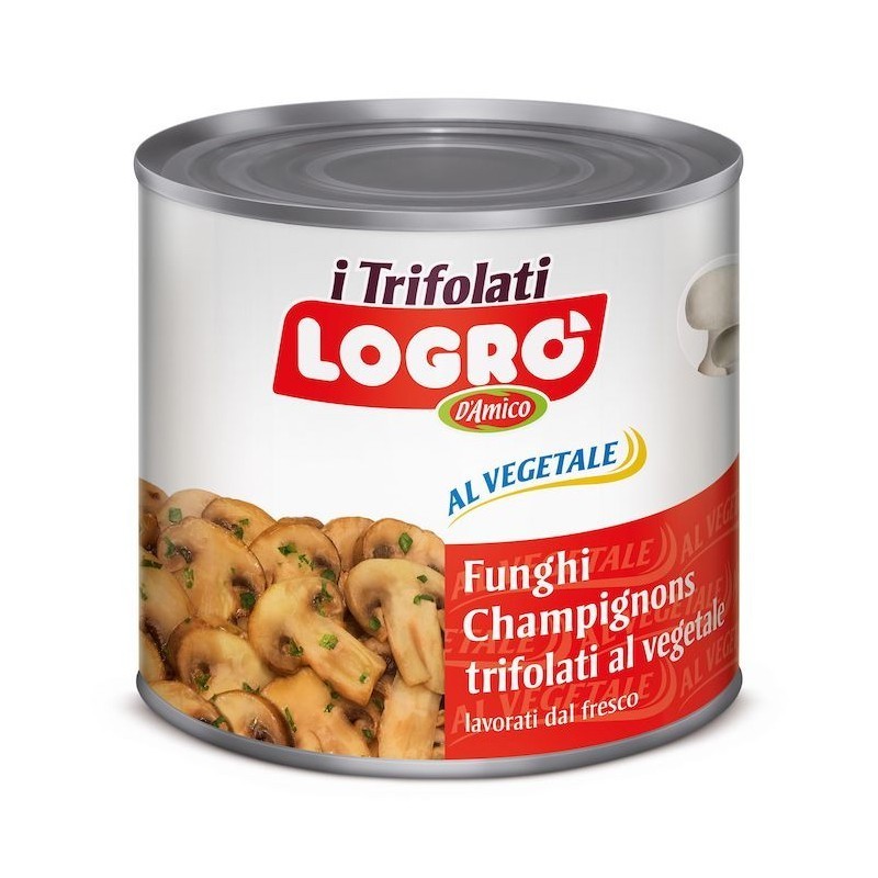 Logro Mushroom Trifolates canned tin Champignon 2.5 Kg Campania - Made in Italy