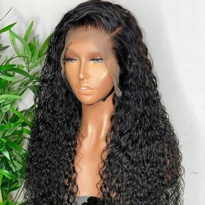 Wholesale vendors deep wave curly 100% hd full lace glueless human hair wigs for black women