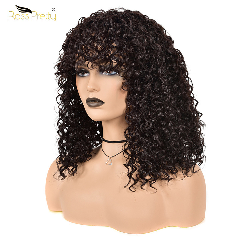 Factory Jerry Curly Bangs Wig With Fringe Wholesale 100% Hair Vendors Short Bob Human Wig