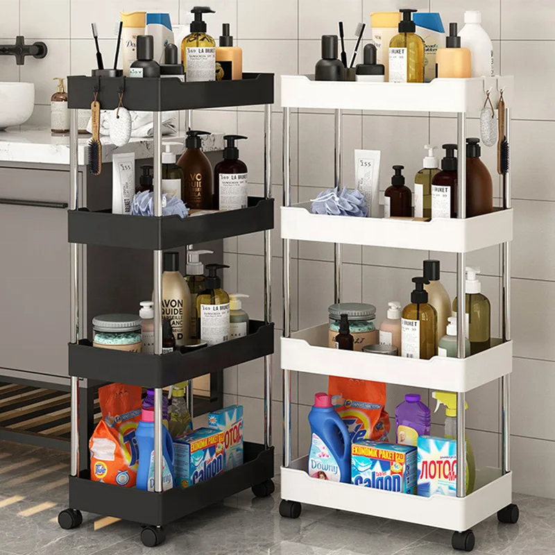 PP Plastic Multilayer Save Space Crack Shelf Bathroom Gap Holder Removable Rack Kitchen Narrow Kitchen Storage Racks Organizer