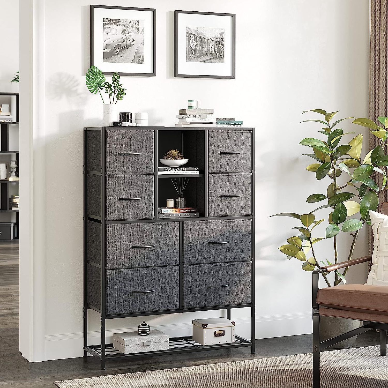 Modern 8-Drawer Dresser with Shoe Racks and Storage Space Storage Organizer 8 Drawer Dresser Closet Hallway