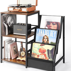 Vinyl Record Holder End Table 3-Tier Record Storage Turntable Stand Record Player Table Stand