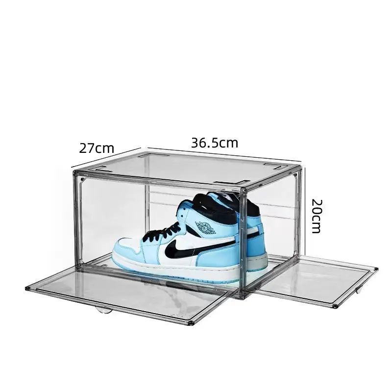 PET Double Door Open Design Plastic Stackable Acrylic  Display Clear Transparent Storage Bins Display Organizer shoe box