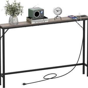 47.2" Narrow Long Behind Couch Thin Entry Table 5.9" Skinny Behind Sofa Console Table with Charging Station