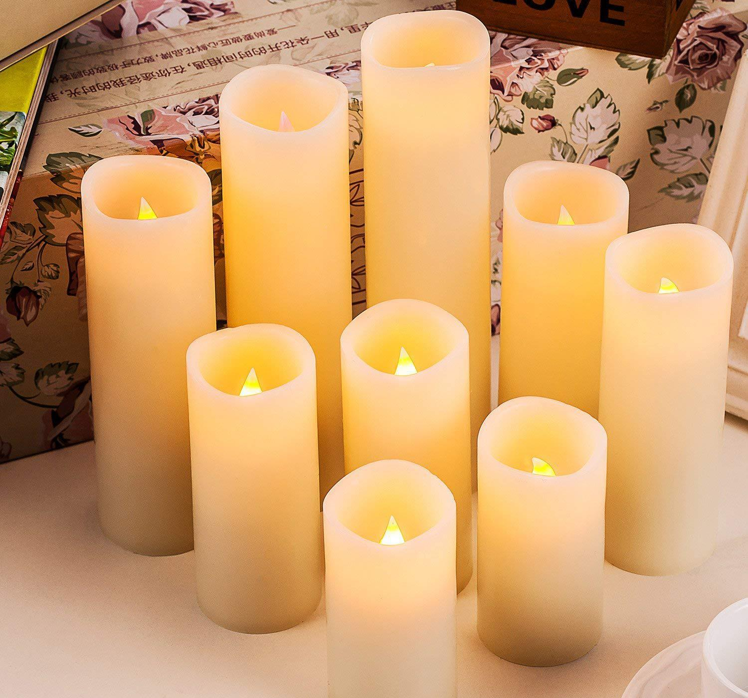 Home Decoration Paraffin Wax Remote Control Artificial Christmas Wedding Pillar Flameless Led Candles