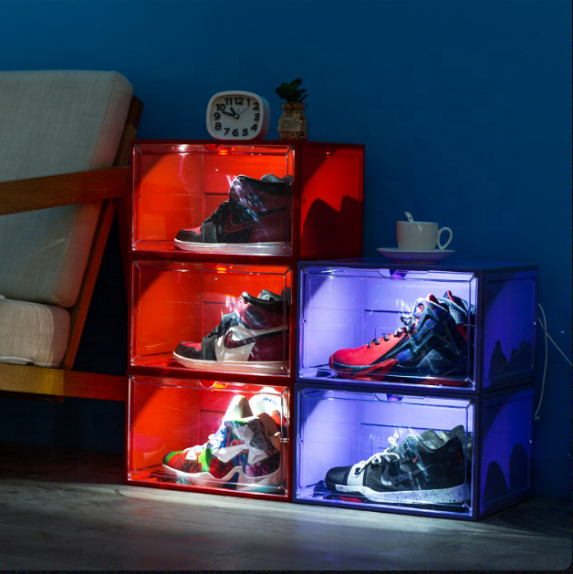 Custom LED Style Home Storage Display Multicolor Plastic Fashion Design Container Shoe Box