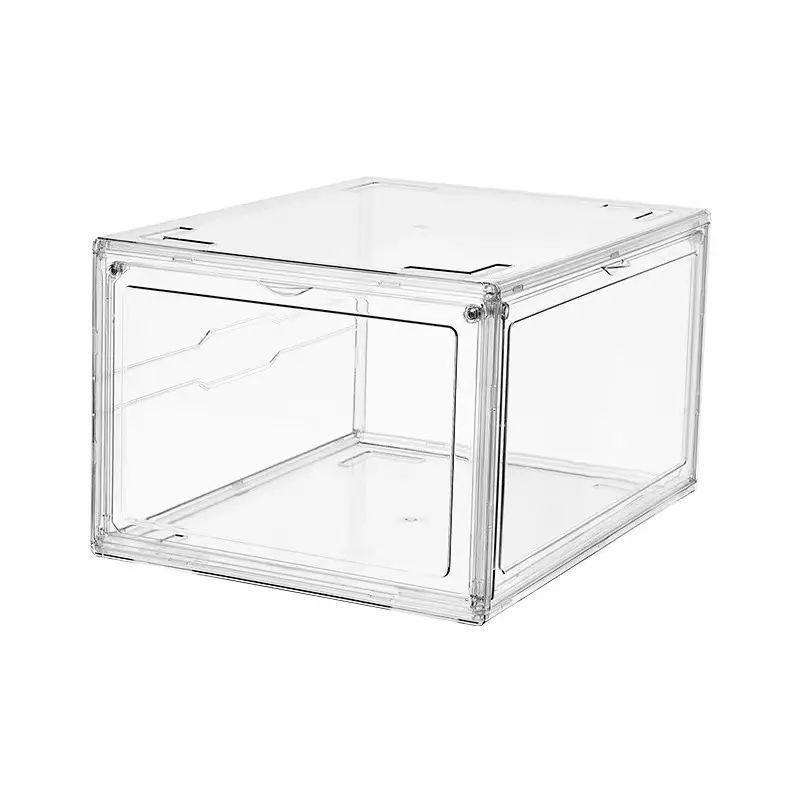 PET Double Door Open Design Plastic Stackable Acrylic  Display Clear Transparent Storage Bins Display Organizer shoe box