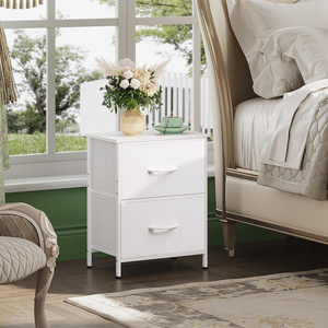 Nightstand 2 Drawer Dresser for Bedroom Small Dresser with 2 Drawers Bedside Furniture End Table with Fabric Bins for Bedroom