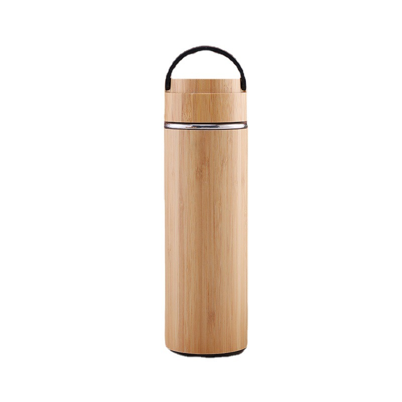 Thermos Stainless Steel Water Bottle Bamboo Shell Hot Water Tea Infuser Thermos Travel Mug Bottle Insulated Cup